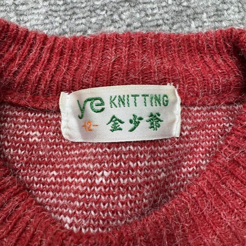 Vintage Bunny Rabbit Girls Youth Red Sweater Knit Size 12 CUTE - Picture 3 of 7